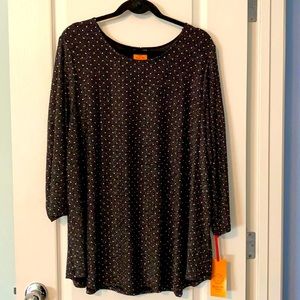 Ruby Rd Woman, black & silver beaded shirt 1XL